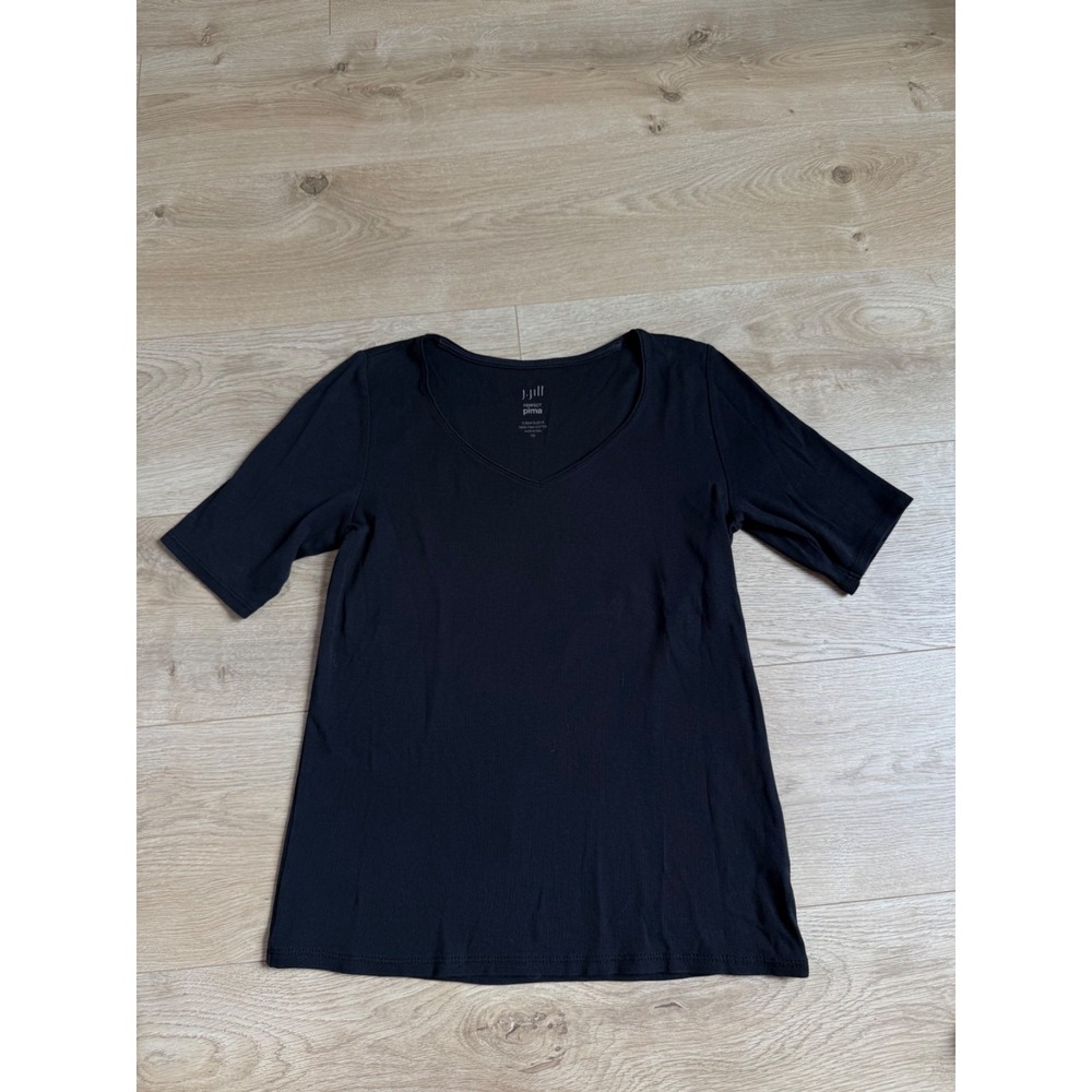 EUC J. Jill perfect pima elbow sleeve 100% pima cotton black t-shirt v-neck XS